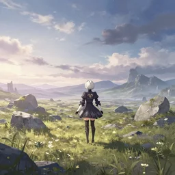 beautiful Nier Automata landscape, no characters