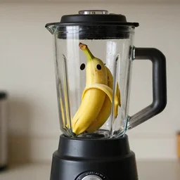 Scared banana in a blender