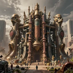detailed ultrarealistic photography of cyberpunk industrial machine postapocalyptic organic rustic robust tribal arkham city, craig mullins, vallejo, moebius, ian miller, wayne barlowe, greg rutkowski, mucha, brian froud, cinematic, full shot, symmetric