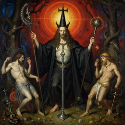 the church of chaos magick honours aleister crowley, hyperrealism, symbolism, do what thou wilt, very detailed surreal impressionist painting by jan van eyck and beksinski