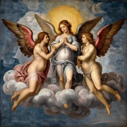 angels in the clouds. renaissance style. - h 5 7 6