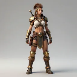 full body photo of dieselpunk amazon warrior