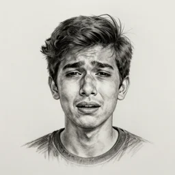 centered portrait of the young man crying, very expressive eyes, stylised, charchoal drawing by gunjan daga and sadashiv sawant, extremely intricate and detailed