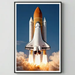 space shuttle taking off poster, art deco, ultra detailed, high resolution