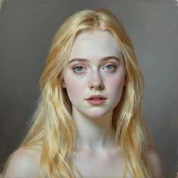 Painting of Elle Fanning in The Shining, long blonde hair, delicate, pale milky white porcelain skin, by Edward Hopper. 8K. Extremely detailed.