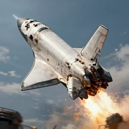 a steampunk space shuttle taking off, digital art, photorealistic, trending on artstation, octane render, unreal engine render