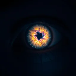 a close - up, studio photographic portrait of an eye with a nebula inside of it, dramatic lighting, 8 k