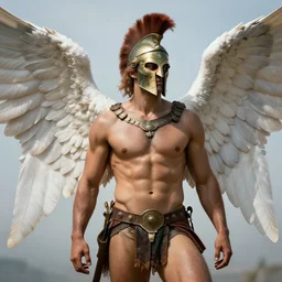 A Spartan with angel wings, photo Realistic, trending on artstation, well detailed, professional photo
