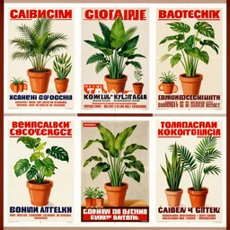 russian propaganda posters warning against neglecting houseplants