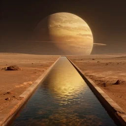 water canals on planet mars, by jean delville and sophie anderson and mandy jurgens, retrofuturism, moody atmosphere, cinematic atmospheric, cinematic lighting, golden ratio, perfect composition, elegant, no crop, extremely detailed, 4 k, hd, sharp focus, masterpiece, trending on artstation