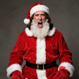 nic cage screaming while covered from head to toe in fancy santas, award winning portrait