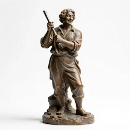 jovial sculptor with chisel, studio photography, full body, standing, isolated on a pure white background, centered, whole figure in frame, sharp focus, studio lighting