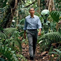 color film still of obama walking in the jungle, alien ( 1 9 8 4 ).