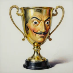 a realistic trophy cup painting by salvador dali, fine details