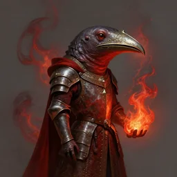 a medieval platypus in royal knights armor, dark thick smokey red fire, intricate, metal - beak, elegant, highly detailed, centered, digital painting, artstation, concept art, smooth, sharp focus, illustration, artgerm, tomasz alen kopera, peter mohrbacher, donato giancola, joseph christian leyendecker, wlop, boris vallejo