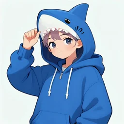 Shark girl with a blue hoodie in anime art style