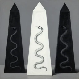 the white obelisk the serpent and the black obelisk, oil on canvas, high detail, by odd nerdrum