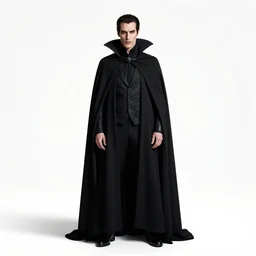 towering vampire count in cape, cinematic studio photo, full body, standing, isolated on a pure white background, centered, whole figure in frame, sharp focus, studio lighting