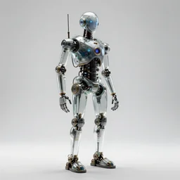 steampunk cyberpunk glass robot, white room, ambient occlusion, studio lighting