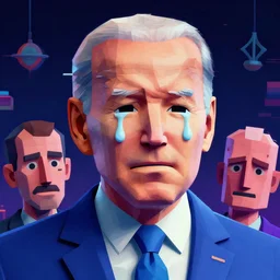 crazy glitchy buggy uncanny valley off - putting strange low poly render of 3 d sad crying depressed joe biden portrait, vapor wave style, featured on artstation, cgsociety, unreal engine, octane, volumetric lighting, rtx on, vibrant, by greg rutkowski, grainy, vhs footage still, intricately detailed, award - winning, atmospheric, ambient, symbolic, artistic