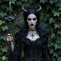 epic hyperdetailed portrait of beautiful cruel dark queen in the ivy garden. magic. necromancer. by greg rutkowski, drain gang album cover. rococo, digital painting, artstation, concept art, smooth, sharp foccus ilustration, artstation hq. intricate, elegant. art by wlop and artgerm and greg rutkowski and alphonse mucha