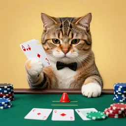 funny cat playing poker, amazing artwork.