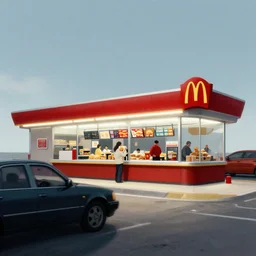 a mcdonald's drive through voidscape by simon stalenhag and ansel adams, digital art
