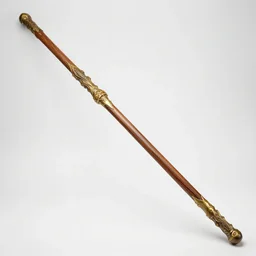 picture of a single wooden long thin ninja staff with ornaments, highlight, weapon, cyberpunk, sci - fi, fantasy, dnd, close shot, bright uniform background, award winning