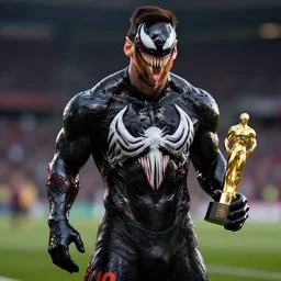messi as venom, cgsociety award winning render, sony, cinetamic shot