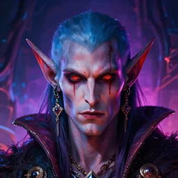 detailed character full face portrait of a blood elf artgerm greg rutkowski mucha ross tran magical atmosphere neon colors