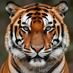 stunning goddess of tigers portrait, clear eyes and dark skin. realistic, symmetrical face. art by bowater charlie, mark brooks, julie bell, arian mark, tony sandoval