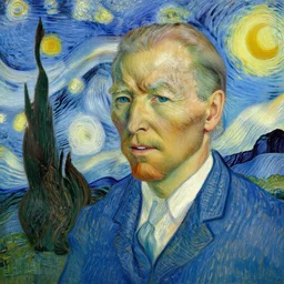 van gogh painting of joe biden as the captain