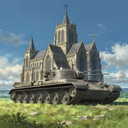 kris kuksi concept art of a huge churchtank in an open field, key visual, ambient lighting, highly detailed, digital painting, artstation, concept art, sharp focus, by makoto shinkai and akihiko yoshida and hidari and greg manchess