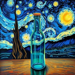 starry night by van gogh in a bottle, by van gogh