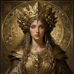 slavic Goddess, intricate, highly detailed, digital painting, artstation, concept art, smooth, sharp focus, illustration, Unreal Engine 5, 8K, art by artgerm and greg rutkowski and alphonse mucha