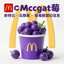 a marketing poster advertising the new mcdonald mcgrapes. professional design, advertisement, 3 d render