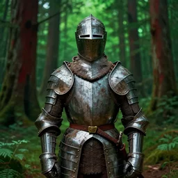 portrait of a knight in bark armor, in the redwood forest, guard, nature, highly detailed, key visual, only green!!, concept art, artistic render, vaporwave, matte painting, by leonardo da vinci