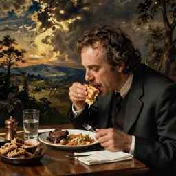 Robert Wyatt devouring his lunch, Goya painting