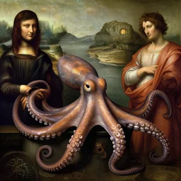 photo still of octopus, art direction by davinci, raphael, michaelangelo, from the scifi movie, 4 k