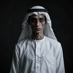 slender man wearing thobe, dark photography creepy