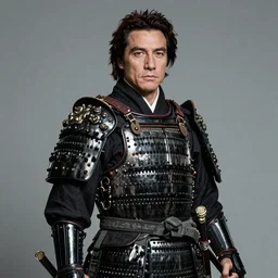 portrait of marlon brando in black samurai armoury, by jan van eyck