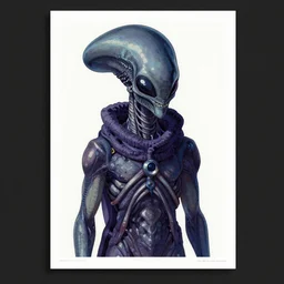 a simple centered portrait of a non - human predatory alien. an award winning yoshitaka amano digital art poster color painting, by james gurney and gerhard richter. art by takato yamamoto. masterpiece, poster colour on canvas.