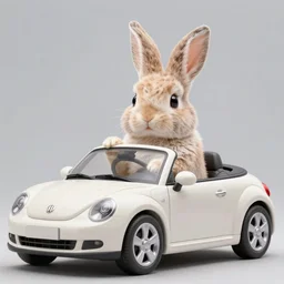 a bunny driving a convertible, studio photo, high quality