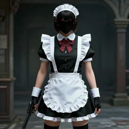 agent 4 7 in a maid outfit in the game hitman 3