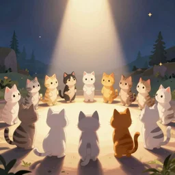 cats party in animation cartoon style