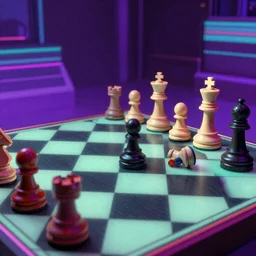 surreal chess, extreme detail, 80s style synthwave, lofi colors