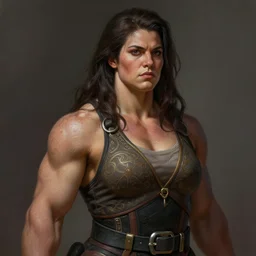 painted portrait of rugged thick very [ roided ] and [ veiny ] very beautiful female weightlifter [ claire redfield ], big wide face, long hair, upper body, robe fantasy intricate elegant highly detailed digital painting, artstation, concept art, smooth, atmospheric lighting sharp focus illustration art by craig mullins greg rutkowski