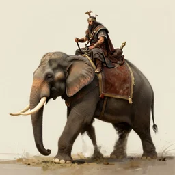 tribal warrior riding a war elephant concept art, by beksinski