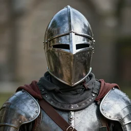high - quality realist portrait of an english crusader wearing his helmet, very detailed, trending on art station, digital art.