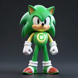 a 3 d render of sonic as a green lantern, being epic